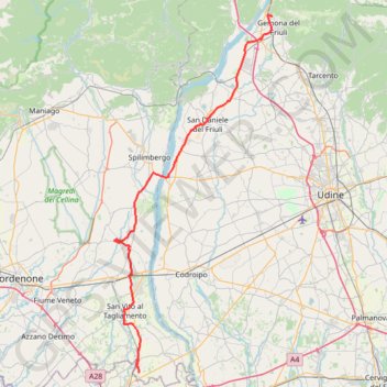 Trace GPS Cordovado Gemona del Friuli, itinéraire, parcours