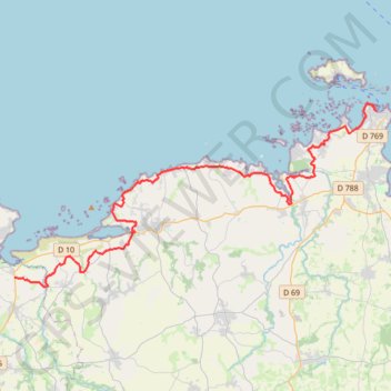Trace GPS Roscoff / Goulven, itinéraire, parcours