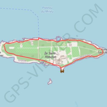 Trace GPS Île Saint-Honorat, itinéraire, parcours