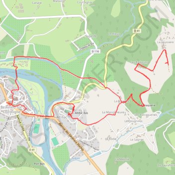 Trace GPS Beaulieu-sur-Dordogne, la Veyssière, Altillac, séjour de Collonges-la-Rouge, itinéraire, parcours
