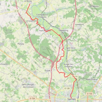 Trace GPS Saintes - Saint-Savinien, itinéraire, parcours
