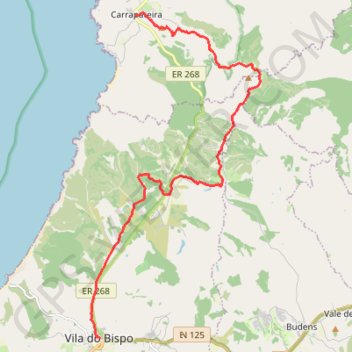 Trace GPS Rota Vicentina - Chemin historique - Étape 10, itinéraire, parcours