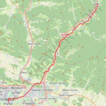 Trace GPS Zubiri - Pampelune, itinéraire, parcours