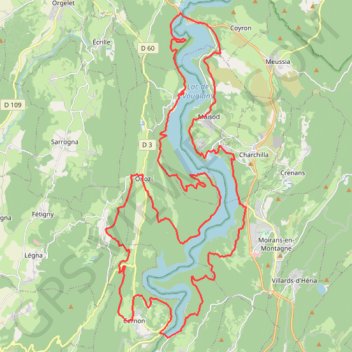 Trace GPS Tour du lac de Vouglans, itinéraire, parcours