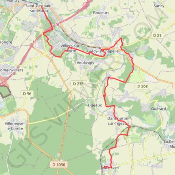 Trace GPS Mortcerf - Saint Germain sur Morin, itinéraire, parcours