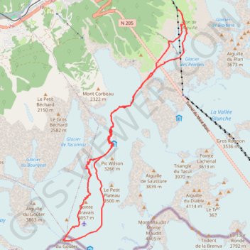 Trace GPS Dôme du Goûter, itinéraire, parcours