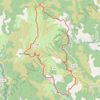 Trace GPS Montsèlgues (boules de Gargantua et Thines), itinéraire, parcours