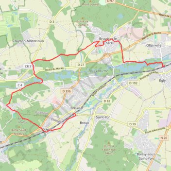 Trace GPS Bruyéres-le-Châtel, itinéraire, parcours