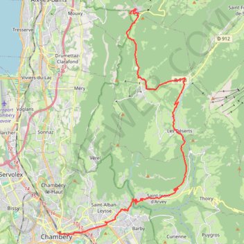 Trace GPS Montée du Mont-Revard depuis Chambéry, itinéraire, parcours