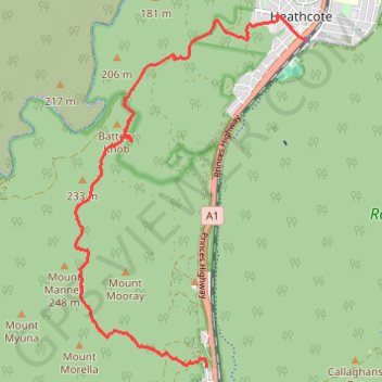 Trace GPS Waterfall - Heathcote, itinéraire, parcours
