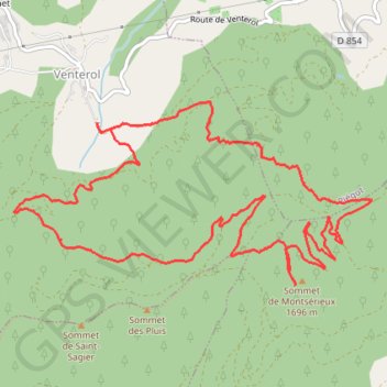 Trace GPS Venterol mont Sérieux, itinéraire, parcours