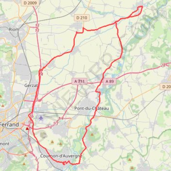 Trace GPS Plaine de Limagne - Cournon-d'Auvergne, itinéraire, parcours