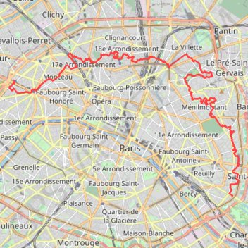 Trace GPS Paris portes Maillot - Dorée, itinéraire, parcours