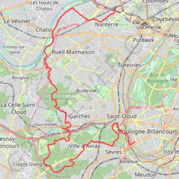 Trace GPS De Nanterre à Boulogne-Billancourt, itinéraire, parcours