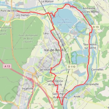 Trace GPS Entre Seine et Eure - Les Damps, itinéraire, parcours