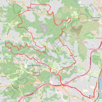 Trace GPS Antibes - Sophia Antipolis - Roquefort-les-Pins - Biot, itinéraire, parcours