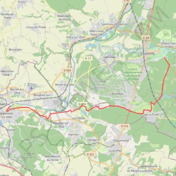 Trace GPS De Persan au château de Chantilly, itinéraire, parcours