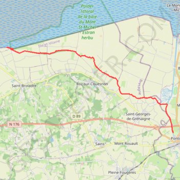 Trace GPS De Pontorson à la chapelle Sainte-Anne, itinéraire, parcours