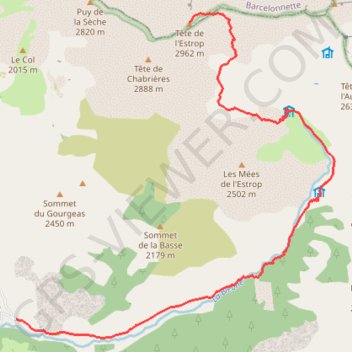 Trace GPS Tête de l'Estrop par la vallée de la Bléone, itinéraire, parcours