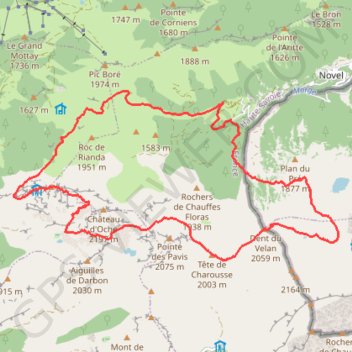 Trace GPS Dent d'Oche par le Col de la Croix, le Pas de Lovenex, la Dent du Vélan, le Col de Bise, le Col de Pavis, les Portes d'Oche et le Col de Planchamp, itinéraire, parcours