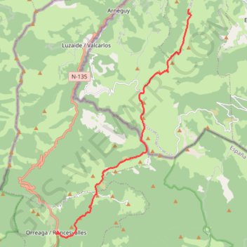 Trace GPS Compostelle Orisson-Roncevaux, itinéraire, parcours