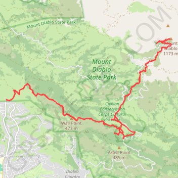 Trace GPS Mount Diablo, itinéraire, parcours