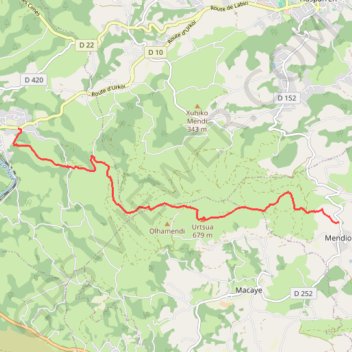 Trace GPS Ursuya - Cambo-les-Bains, itinéraire, parcours