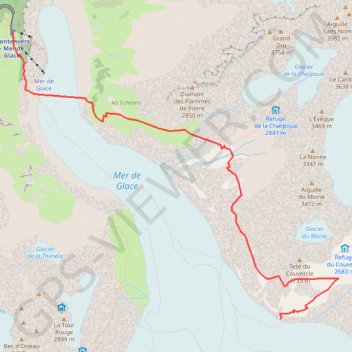 Trace GPS Balcon de la Mer de Glace, itinéraire, parcours