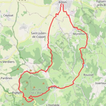 Trace GPS VTT en Toscane d'Auvergne : Classique Sud par la comté, itinéraire, parcours