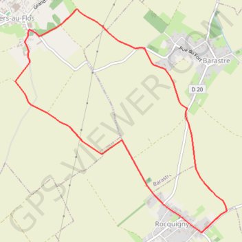 Trace GPS Les sentiers des trois clochers (Rocquigny), itinéraire, parcours