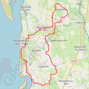 Trace GPS Sur la côte - Montmartin-sur-Mer, itinéraire, parcours