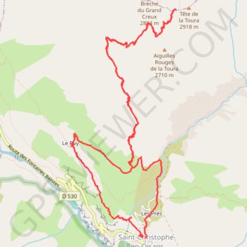 Trace GPS Aiguille de la toura depuis Saint Christophe en Oisans, itinéraire, parcours