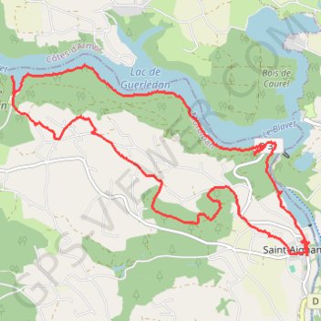Trace GPS Lac de Guerlédan rive sud - Saint-Aignan, itinéraire, parcours