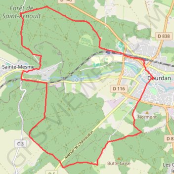 Trace GPS Dourdan et forêt de Saint-Arnoult, itinéraire, parcours