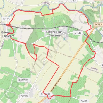 Trace GPS Boucle Brives/Charente via Salignac, itinéraire, parcours