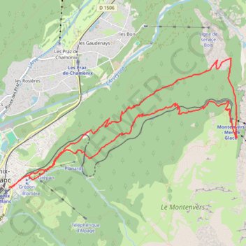 Trace GPS Le Montenvers par les Mottets, itinéraire, parcours