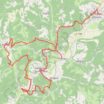 Trace GPS J3 Montignac - Thonac, itinéraire, parcours