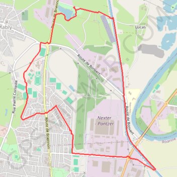 Trace GPS Balade autour de l'Arsenal de Roanne - Mably - Le Merlin, itinéraire, parcours