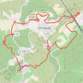Trace GPS Aurons - Le Vieux Vernègue, itinéraire, parcours