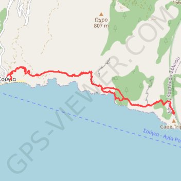 Trace GPS De Sougia à Profitis Ilias, itinéraire, parcours