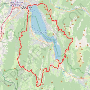 Trace GPS Tour du lac d’Annecy par le GRP J1, itinéraire, parcours