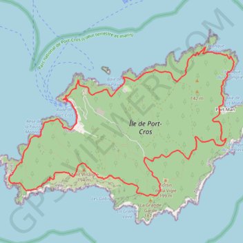 Trace GPS Tour de l'Ile de Port Cros, itinéraire, parcours