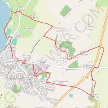 Trace GPS boucle sur GR34 Chatillon en vendelais, itinéraire, parcours