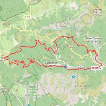 Trace GPS Haute vallée de la Mare, le Castélas, itinéraire, parcours