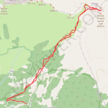 Trace GPS Monte Orsiera, itinéraire, parcours