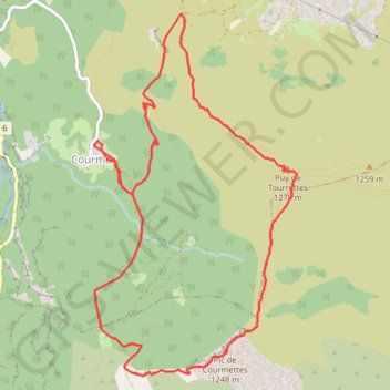 Trace GPS Pic de Courmettes & Puy de Tourette, itinéraire, parcours