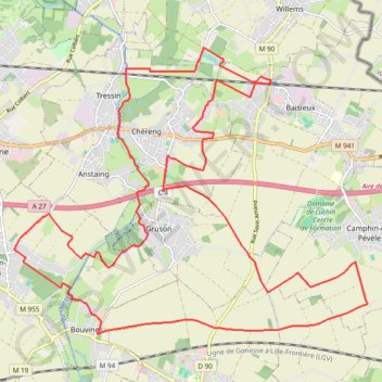 Trace GPS Autour du site de la bataille de Bouvines, itinéraire, parcours