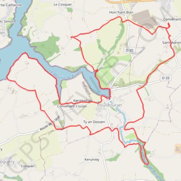Trace GPS Pouldouran - Route des routoirs, itinéraire, parcours