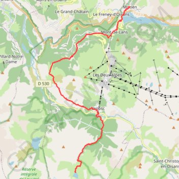 Trace GPS Lac de la Muzelle - Mizoën (GR perso étape 5), itinéraire, parcours