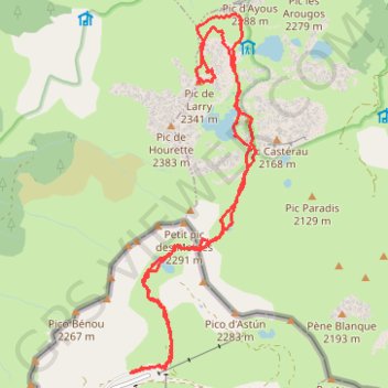 Trace GPS Pic de Larry depuis Astun, itinéraire, parcours